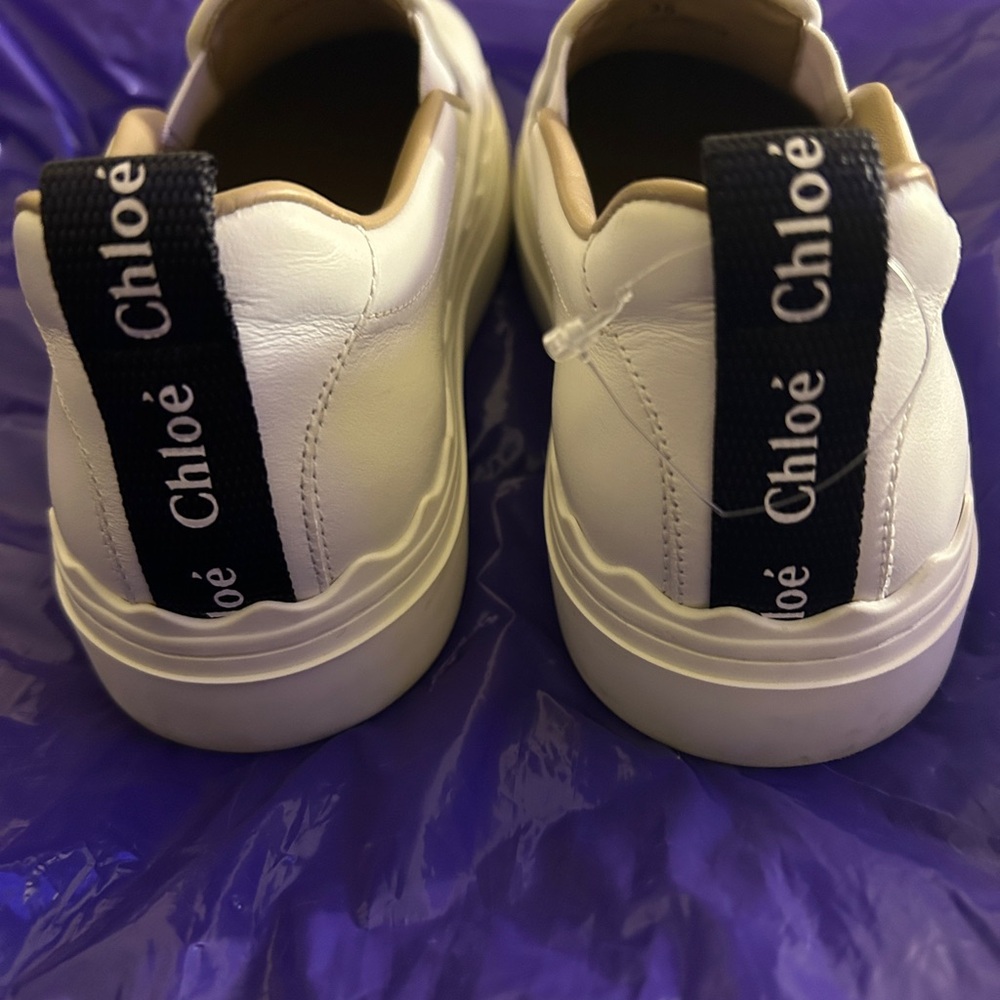 Chloe Ivory Sneakers with Black Logo Detail
